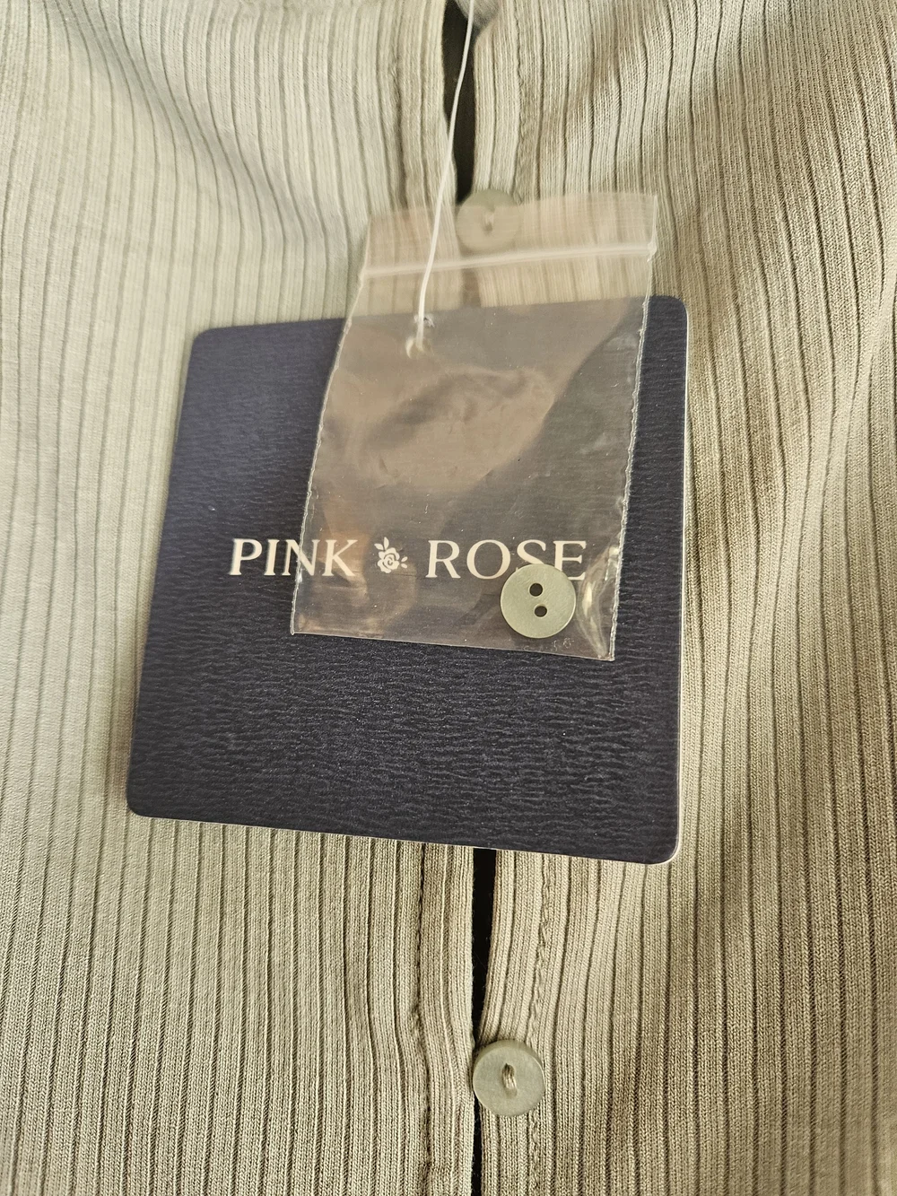 Pink Rose Ribbed Button-Front Tank Top Sage Green - Picture 5 of 9